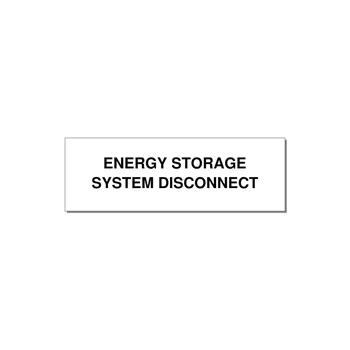 3.0x1.0" Disconnect Switch Label - ENERGY STORAGE SYSTEM DIS — 3x1" Black on White, Holes