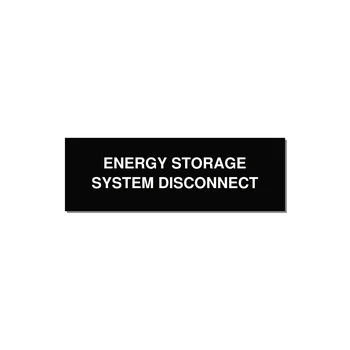3.0x1.0" Disconnect Switch Label - ENERGY STORAGE SYSTEM DIS — 3x1" White on Black, Holes