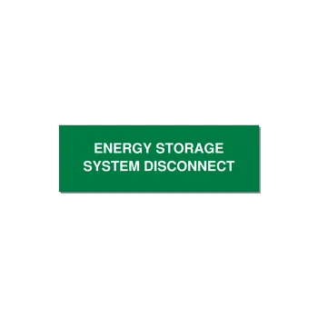 3.0x1.0" Disconnect Switch Label - ENERGY STORAGE SYSTEM DIS — 3x1" White on Green, Holes