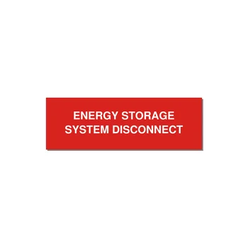 3.0x1.0" Disconnect Switch Label - ENERGY STORAGE SYSTEM DIS — 3x1" White on Red, Adhesive