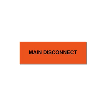 3.0x1.0" Disconnect Switch Label - MAIN DISCONNECT — 3x1" Black on Orange, Holes