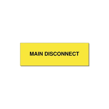 3.0x1.0" Disconnect Switch Label - MAIN DISCONNECT — 3x1" Black on Yellow, Holes