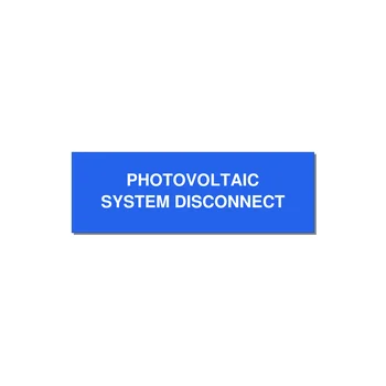 3.0x1.0" Disconnect Switch Label - PHOTOVOLTAIC SYSTEM DISCO — 3x1" White on Blue, Holes