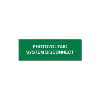 3.0x1.0" Disconnect Switch Label - PHOTOVOLTAIC SYSTEM DISCO — 3x1" White on Green, Adhesive