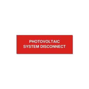 3.0x1.0" Disconnect Switch Label - PHOTOVOLTAIC SYSTEM DISCO — 3x1" White on Red, Adhesive