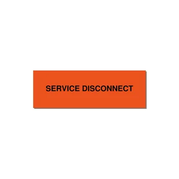 3.0x1.0" Disconnect Switch Label - SERVICE DISCONNECT — 3x1" Black on Orange, Adhesive
