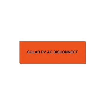 3.0x1.0" Disconnect Switch Label - SOLAR PV AC DISCONNECT — 3x1" Black on Orange, Adhesive