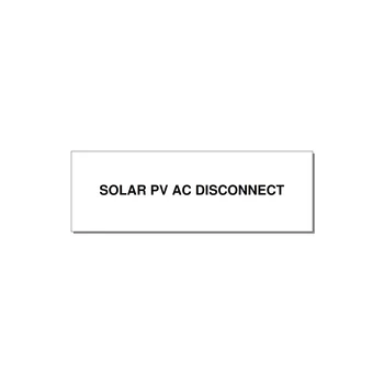 3.0x1.0" Disconnect Switch Label - SOLAR PV AC DISCONNECT — 3x1" Black on White, Adhesive