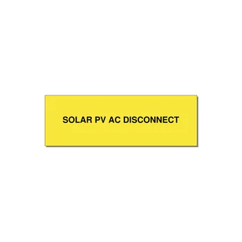 3.0x1.0" Disconnect Switch Label - SOLAR PV AC DISCONNECT — 3x1" Black on Yellow, Holes