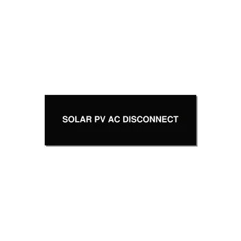 3.0x1.0" Disconnect Switch Label - SOLAR PV AC DISCONNECT — 3x1" White on Black, Adhesive