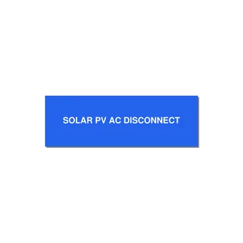 3.0x1.0" Disconnect Switch Label - SOLAR PV AC DISCONNECT — 3x1" White on Blue, Holes