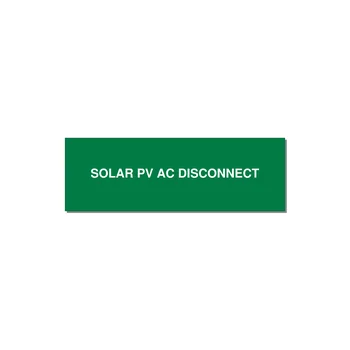 3.0x1.0" Disconnect Switch Label - SOLAR PV AC DISCONNECT — 3x1" White on Green, Holes