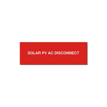 3.0x1.0" Disconnect Switch Label - SOLAR PV AC DISCONNECT — 3x1" White on Red, Adhesive