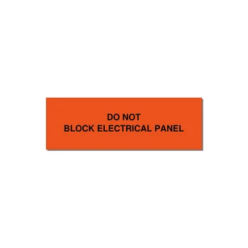 3.0x1.0" Electrical Safety Label - DO NOT BLOCK ELECTRICAL P — 3x1" Black on Orange, Holes