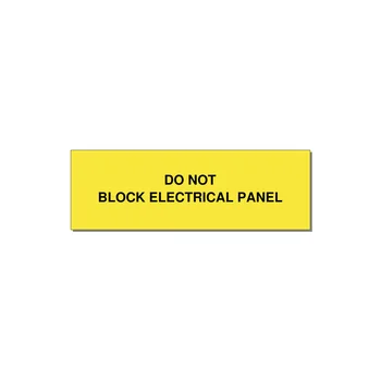 3.0x1.0" Electrical Safety Label - DO NOT BLOCK ELECTRICAL P — 3x1" Black on Yellow, Adhesive