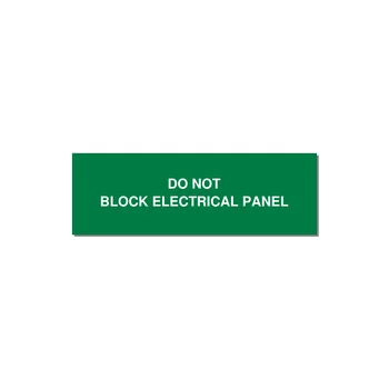 3.0x1.0" Electrical Safety Label - DO NOT BLOCK ELECTRICAL P — 3x1" White on Green, Adhesive
