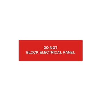 3.0x1.0" Electrical Safety Label - DO NOT BLOCK ELECTRICAL P — 3x1" White on Red, Holes