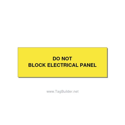 3.0x1.0" Electrical Safety Label - DO NOT BLOCK ELECTRICAL P, Black/Yellow, Hole thumbnail