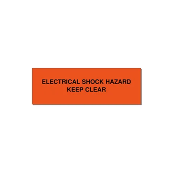 3.0x1.0" Electrical Safety Label - ELECTRICAL SHOCK HAZARD K — 3x1" Black on Orange, Holes