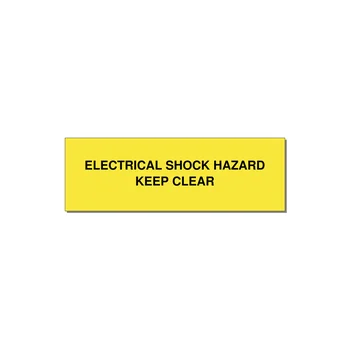 3.0x1.0" Electrical Safety Label - ELECTRICAL SHOCK HAZARD K — 3x1" Black on Yellow, Adhesive