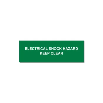 3.0x1.0" Electrical Safety Label - ELECTRICAL SHOCK HAZARD K — 3x1" White on Green, Holes