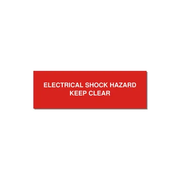 3.0x1.0" Electrical Safety Label - ELECTRICAL SHOCK HAZARD K — 3x1" White on Red, Holes