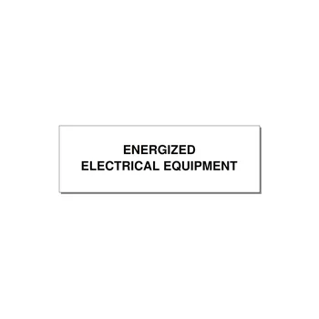 3.0x1.0" Electrical Safety Label - ENERGIZED ELECTRICAL EQUI — 3x1" Black on White, Holes