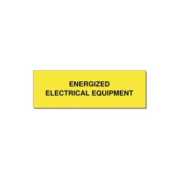 3.0x1.0" Electrical Safety Label - ENERGIZED ELECTRICAL EQUI — 3x1" Black on Yellow, Holes