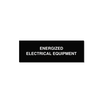 3.0x1.0" Electrical Safety Label - ENERGIZED ELECTRICAL EQUI — 3x1" White on Black, Holes