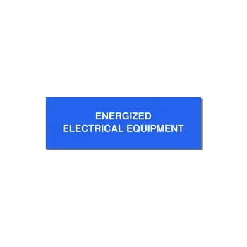 3.0x1.0" Electrical Safety Label - ENERGIZED ELECTRICAL EQUI — 3x1" White on Blue, Adhesive