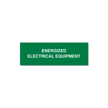 3.0x1.0" Electrical Safety Label - ENERGIZED ELECTRICAL EQUI — 3x1" White on Green, Adhesive