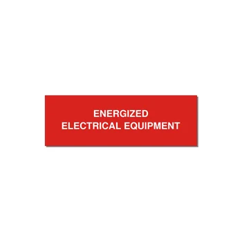 3.0x1.0" Electrical Safety Label - ENERGIZED ELECTRICAL EQUI — 3x1" White on Red, Adhesive