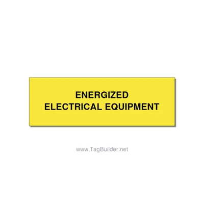 3.0x1.0" Electrical Safety Label - ENERGIZED ELECTRICAL EQUI, Black/Yellow, Hole thumbnail