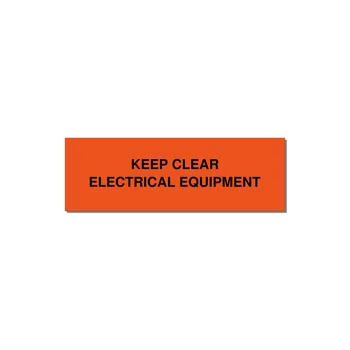 3.0x1.0" Electrical Safety Label - KEEP CLEAR ELECTRICAL EQU — 3x1" Black on Orange, Adhesive