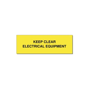3.0x1.0" Electrical Safety Label - KEEP CLEAR ELECTRICAL EQU — 3x1" Black on Yellow, Adhesive