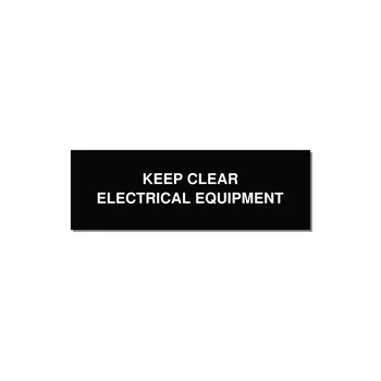 3.0x1.0" Electrical Safety Label - KEEP CLEAR ELECTRICAL EQU — 3x1" White on Black, Adhesive