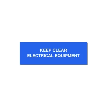 3.0x1.0" Electrical Safety Label - KEEP CLEAR ELECTRICAL EQU — 3x1" White on Blue, Adhesive