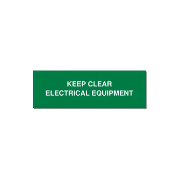 3.0x1.0" Electrical Safety Label - KEEP CLEAR ELECTRICAL EQU — 3x1" White on Green, Adhesive