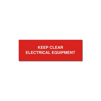 3.0x1.0" Electrical Safety Label - KEEP CLEAR ELECTRICAL EQU — 3x1" White on Red, Adhesive