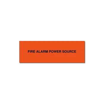 3.0x1.0" Fire Safety Label - FIRE ALARM POWER SOURCE — 3x1" Black on Orange, Adhesive