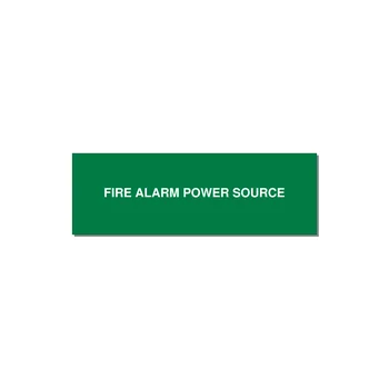 3.0x1.0" Fire Safety Label - FIRE ALARM POWER SOURCE — 3x1" White on Green, Holes