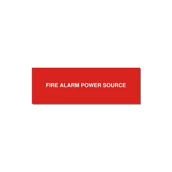 3.0x1.0" Fire Safety Label - FIRE ALARM POWER SOURCE — 3x1" White on Red, Holes