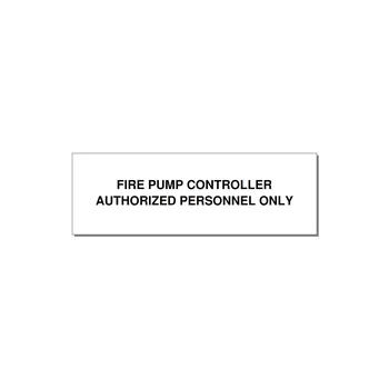 3.0x1.0" Fire Safety Label - FIRE PUMP CONTROLLER AUTH — 3x1" Black on White, Adhesive