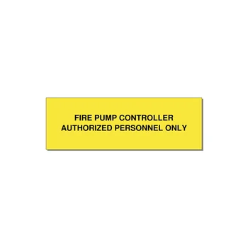 3.0x1.0" Fire Safety Label - FIRE PUMP CONTROLLER AUTH — 3x1" Black on Yellow, Adhesive