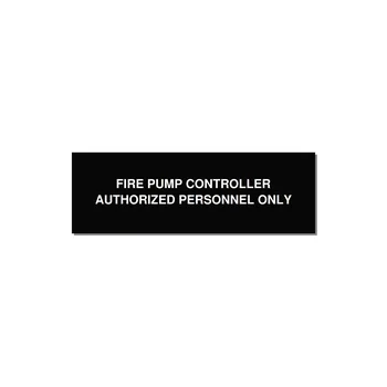 3.0x1.0" Fire Safety Label - FIRE PUMP CONTROLLER AUTH — 3x1" White on Black, Adhesive