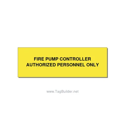3.0x1.0" Fire Safety Label - FIRE PUMP CONTROLLER AUTH, Black/Yellow, Holes thumbnail