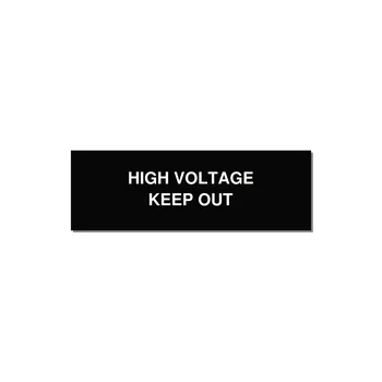 3.0x1.0" High Voltage Warning Sign - HIGH VOLTAGE KEEP OUT — 3x1" White on Black, Adhesive