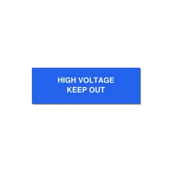 3.0x1.0" High Voltage Warning Sign - HIGH VOLTAGE KEEP OUT — 3x1" White on Blue, Adhesive