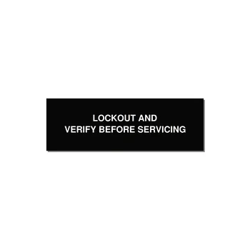 3.0x1.0" Lockout Tagout Label - LOCKOUT AND VERIFY BEFORE — 3x1" White on Black, Holes