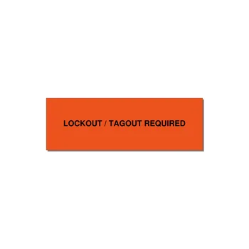 3.0x1.0" Lockout Tagout Label - LOCKOUT / TAGOUT REQUIRED — 3x1" Black on Orange, Adhesive